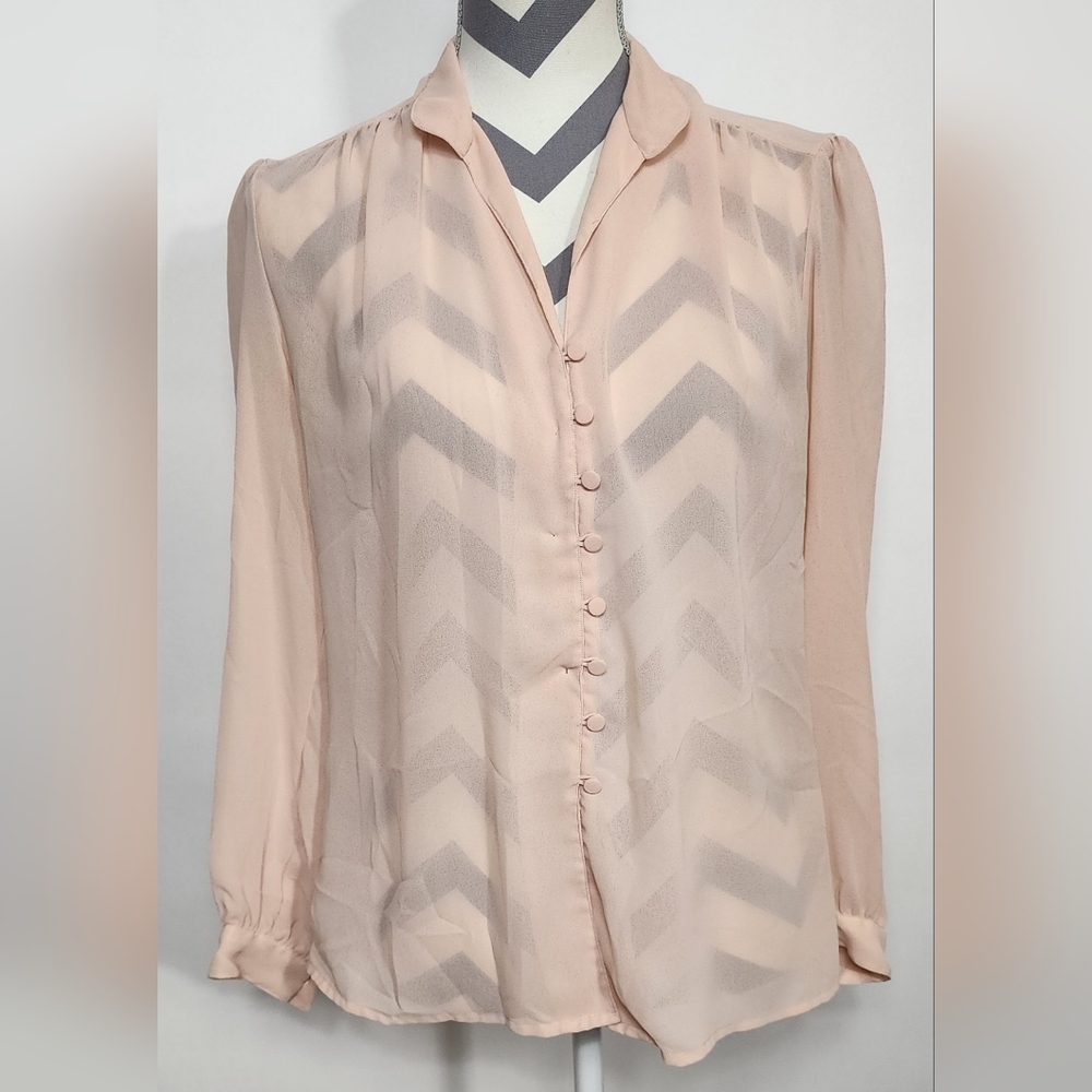 Lloyd Williams peach sheer top, size 10